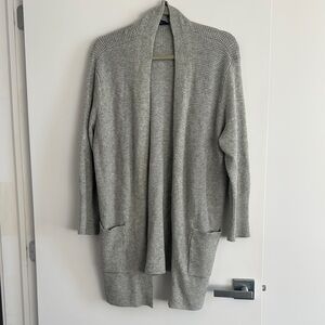 Denver Hayes Open Front Waffle Knit Grey Long Cardigan